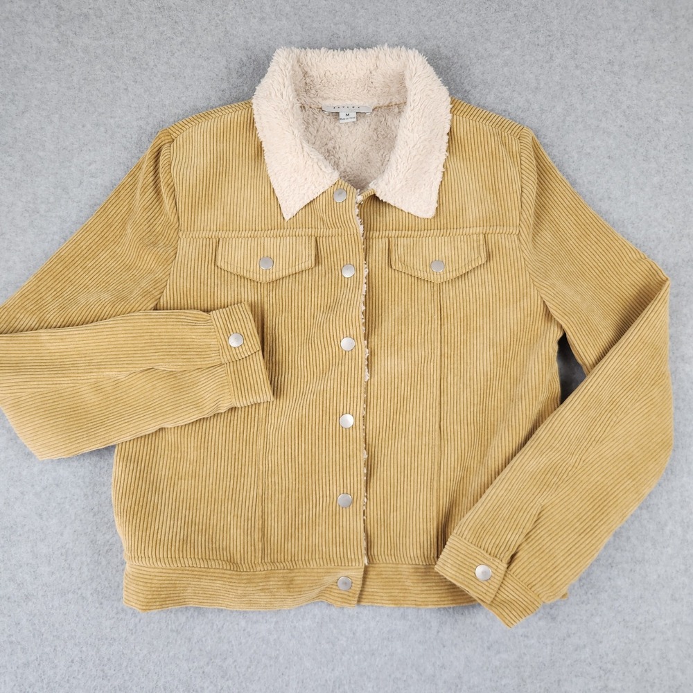 Favlux Corduroy Jacket Womens M Mustard Sherpa Lined Trucker LUX10461-3 Tan Snap